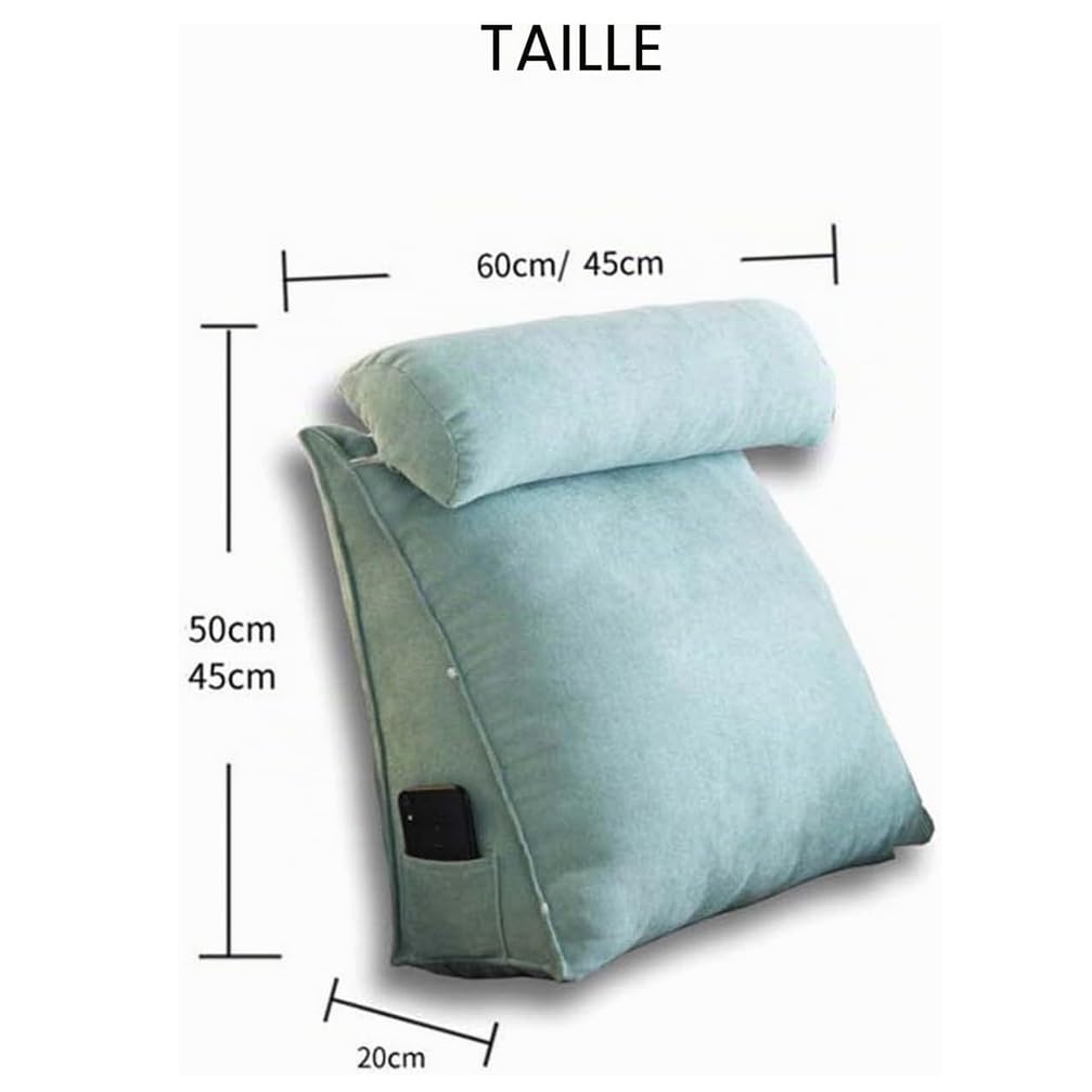 Cuscino a Cuneo Grande per testiera da Lettura, Cuscino Triangolare per Schienale, Cuscino di Supporto Lombare/Dorsale,Viola,60cmx50cmx20cm