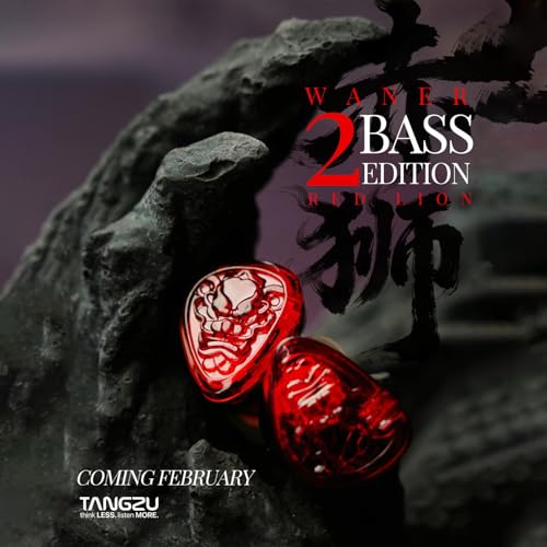 Image of TANGZU Wan'er S.G II Red Lion in Ear Monitor, Gaming IEM Earphones, HiFi Wired Earphones with Silicone Headphone Organizer, Tang Sancai Wide Bore Eartips, Sonic Eartips (Red, Type C with Mic)