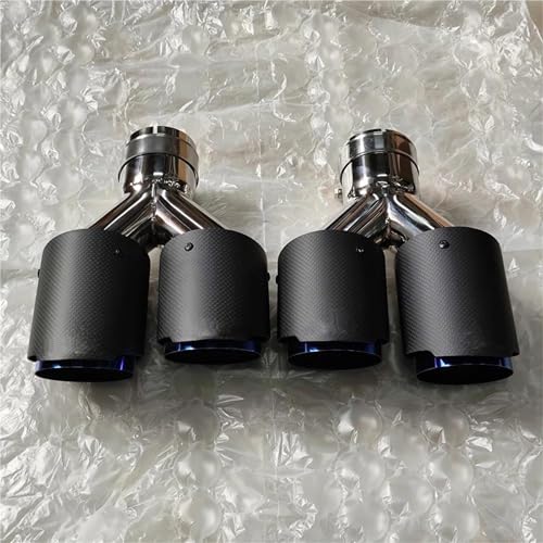 Tubo de escape doble en Y para coche: silenciador de fibra de carbono mate azul