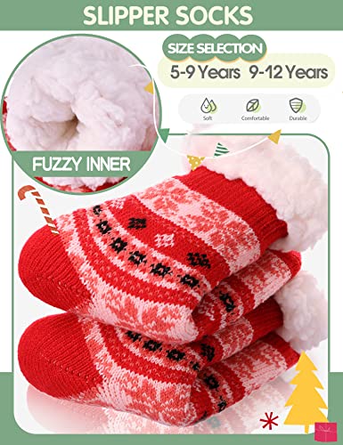 Image of MOGGEI Girls Slipper Fuzzy Socks Kids Boys Fluffy Fleece Lined Warm Plush Sherpa Winter Child Home Socks