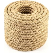 Jute Rope 1/2" x 50FT, 4 Ply 450LB Breaking Strength Heavy Duty Natural Jute Twine, 12mm Thick Craft Cord for Plant Climbing, Gift Wrapping, Bottle Crafting, Cat Tree, Rustic Wedding Decor