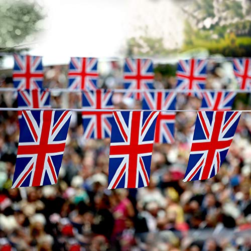 Image of Anley United Kingdom String Flag - UK String Pennant Banners Patriotic Events British Union Jack Decoration Sports Bars - 33 Feet 38 Flags