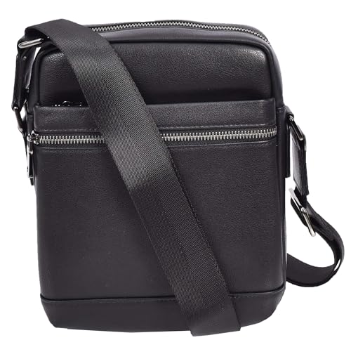 Sac bandoulière en cuir homme Justin M noir pour vos déplacements urbains quotidiens