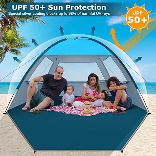 Commouds Beach Tent Sun Shade For 3-4 Person, Upf 50+ Beach Sun Shelter Outdoor Canopy, Lightweight, Easy Set Up And Carry #TOP2