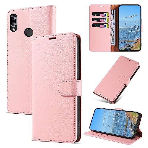 KKEIKO Funda para Huawei P20 Lite, Billetera Carcasa de PU Cuero, Anti Golpes Magnético Funda con Stand Function para Huawei P20 Lite, Rosa