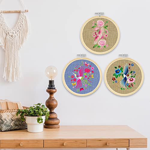 Image of Weysat 60 Pcs 5 Inch Embroidery Hoops Bamboo Cross Stitch Round Rings