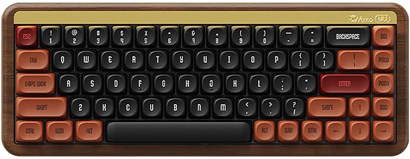 68 Keys Walnut Wood Base Mechanical Keyboard - Tri-Mode (Bluetooth/2.4G/USB-C), 16.8M RGB, Hot-Swappable Red Switches, 4000mAh Battery, Wireless/Wired Gaming & Typing Keyboard