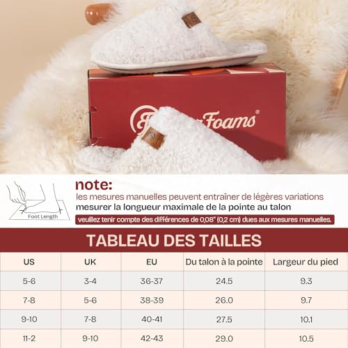 EverFoams Pantoufles Femme alpaga synthétique doux Blanc crème, 38-39 EU – vue 7
