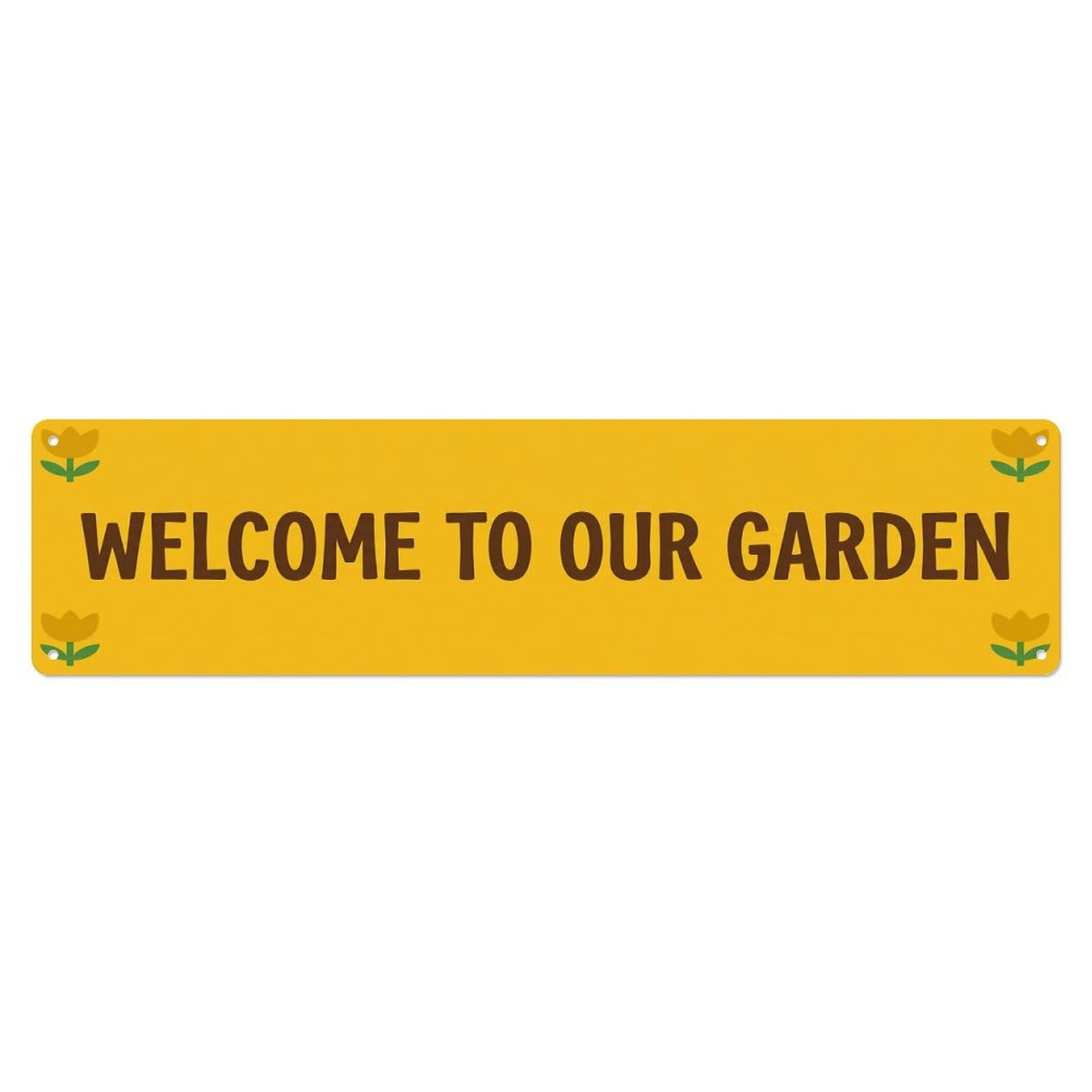 Vintage Welcome to Our Garden Goldenrod Metal Tin Sign