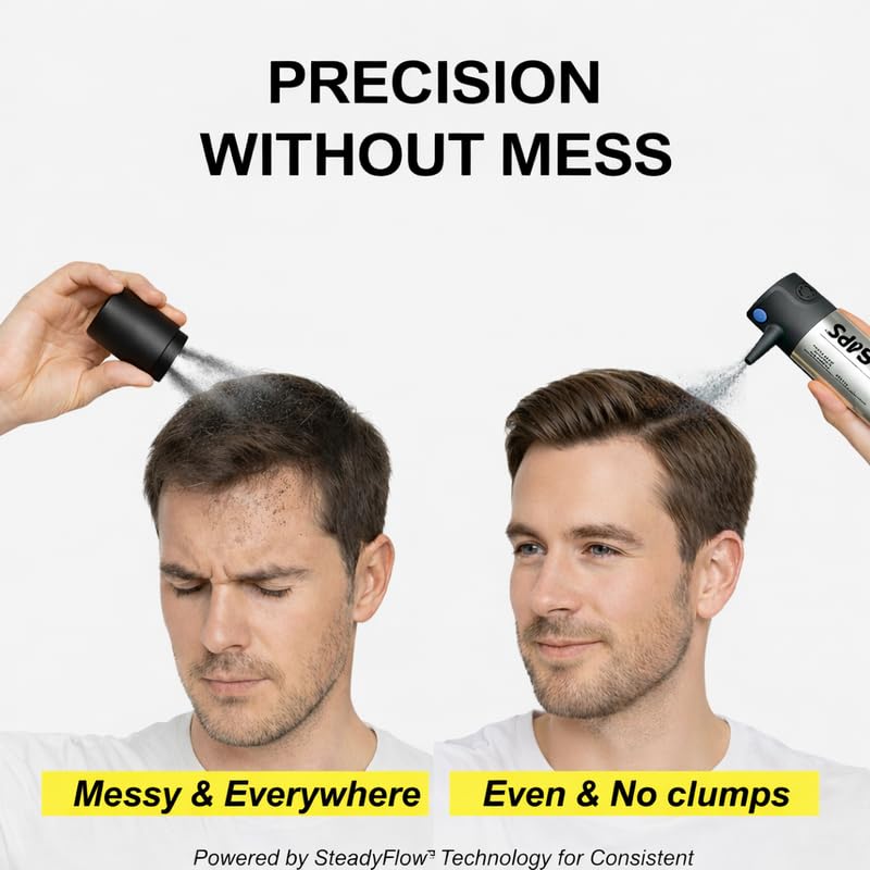 IMPS SteadyFlow Electric Hair Fiber Applicator, 3 Modes for Precise Thinning Hair Coverage,Automatic Spray Pump for Salon-Grade Hair Building, Instantly Thicker & Fuller Looking Hair-Dark Brown