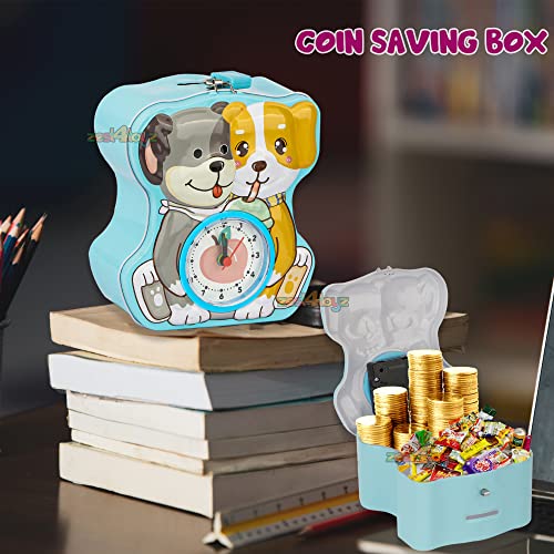 Image of Zest 4 Toyz Money Bank for Kids 2 in 1 Metal Piggy Bank with Lock N Key Table Alarm Clock for Kids Money Saving Box Gullak Money Box Coin Bank Cash Box Birthday Gift Toy Age 3+