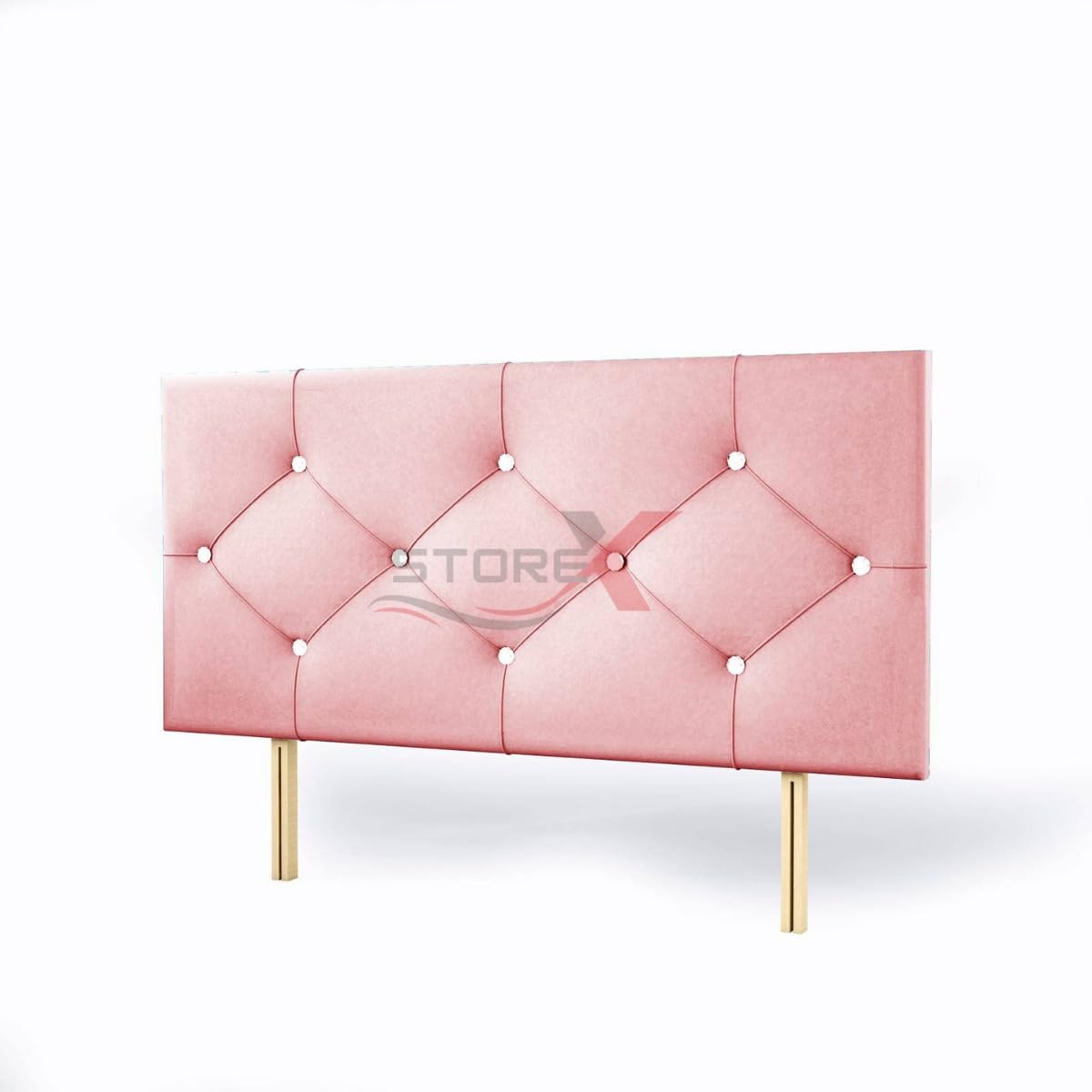 ZNX Cross Diamond Plush Velvet Fabric Padded Lined Headboard For Bedroom 20 Inches Height 2 Ft- 6 Inches 3 Ft,4 Ft, 4 Ft 6 Inches, 5 Ft 6 Ft (Baby Pink, 4 Feet Small Double)