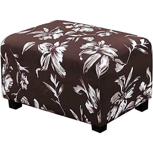 TAIXINT Housse Ottoman Housse de Protection pour Repose-Pieds rectangulaire Housse de Pouf Carre Extensible Housse de Ottoman canape Pouf rectangulaire (Grande,Café) Cover