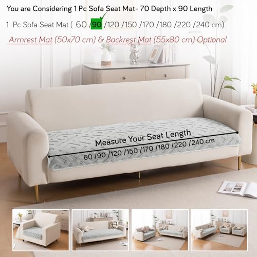 Image of HOKIPO 'Velvet Maze' Premium Anti Slip Sofa Cover Mats for L Shape and 1 /2 /3 Seater Sofa. Make Your Own Sofa Cover Set, 70(D) x 90(L) cm, Light Grey (AR-5904-LGRY)