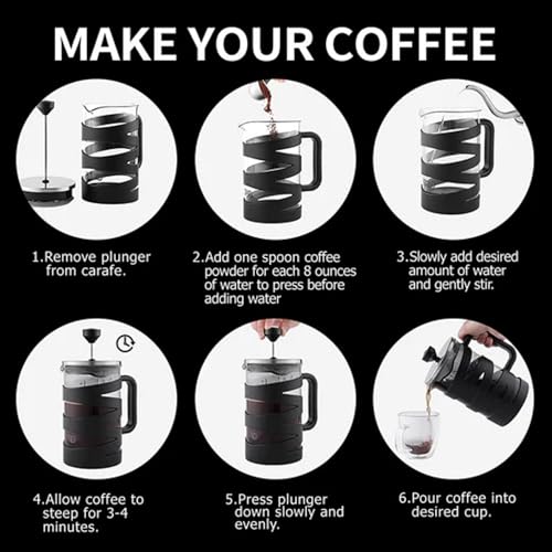 Image of CO.PHI French Press Coffee Maker, 800ml German Borosilicate Glass Carafe, Stainless Steel Filter, Ergonomic Handle, Black Spiral Design with 100 gms Cinnamystic Ground Coffee