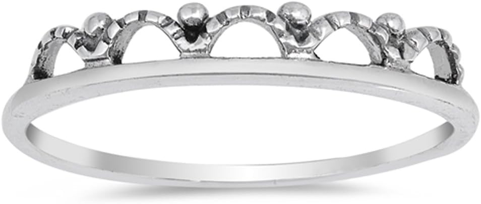 Oxidized Crown Tiara Princess Small Ring New 925 Sterling Silver Band Sizes 3-10