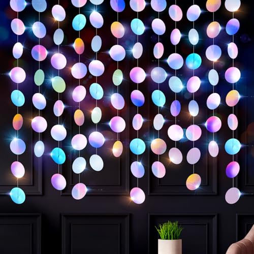 65 Ft Glitzer Runde Girlande, 5 Stücke Pastell Kreis Banner, Metallische Girlande Papier Bunt,...