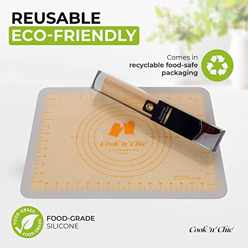 Silicone Baking Mat Thick & Non-Stick Surface - Oven Microwave Dishwasher Freezer Safe - Reusable Sheet For Making Cookies, Baked Goods - Small Rolling Pad For Dough - 15.75"X11.81" By Cook’n’chic #TOP4