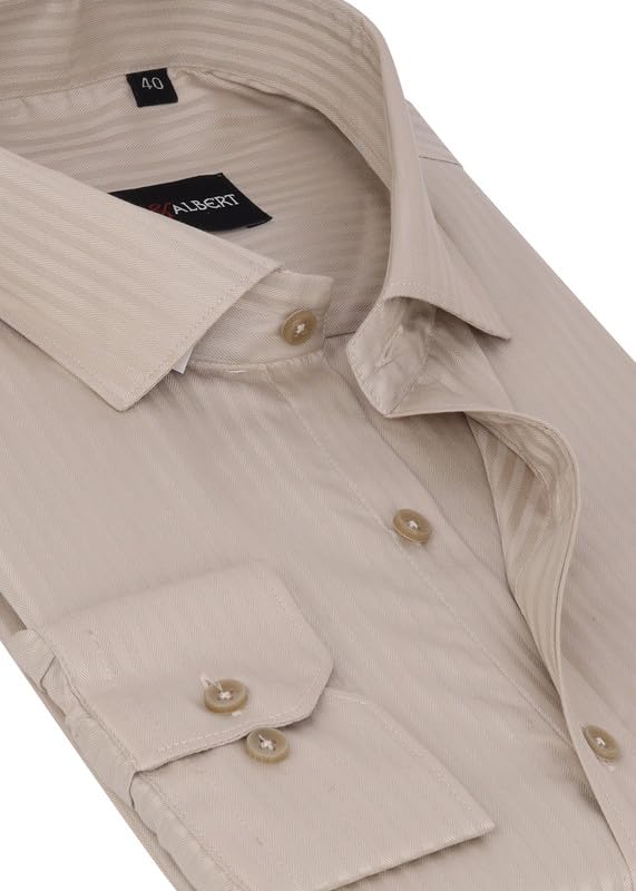 Image of MARK & ALBERT Men's Striped Full Sleeves Cotton Formal Shirt White | Stylish Shirt for Men