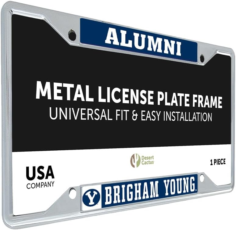 Desert Cactus Brigham Young University Car Accessories Cougars Metal License Plate Frame and Tag Holder for Front or Rear of Car (Alumni)
