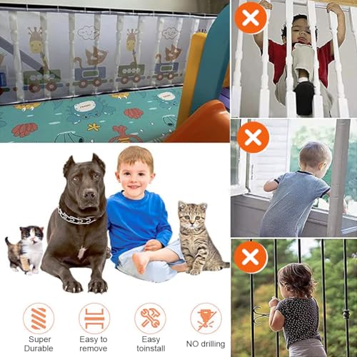 Image of SNOWIE SOFT� 19.6 * 2.59ft Baby Safety Net Guards Stairway Rail Net Thicken Polyester High Stairway Baby Guards with 75 Nylon Zip Ties Ropes Safety Net for Stairway, Patios, Balcony