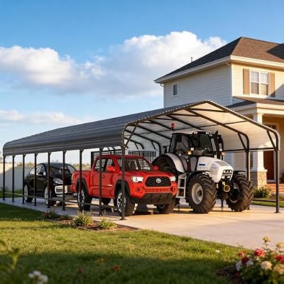BETISEF 20x40 FT Metal Heavy Duty Carport, Car Ports Canopy with Reinforced Frame and All Weather Protection Galvanized Steel, Garage Shelter kit for Boat, Car, Tractor and Truck