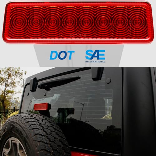 AUYICH LED Third Brake Light Compatible with Wrangler JK Replacement 2007-2018, 3rd Brake Rear Center High Mount Stop Tail Light, for Wrangler JK Accessories, F1 Strobe, Red Lens by AUYICH - Used condition - Image 8