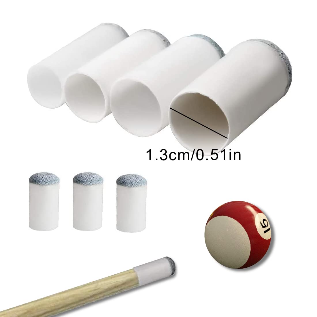20 Puntas de taco de billar de repuesto, 13 mm,Puntas de Taco de Billar,Puntas de Repuesto de Taco de Billar,Taco de Billar Accesorios,puntas de taco de billar puntas de taco de billar accesorios