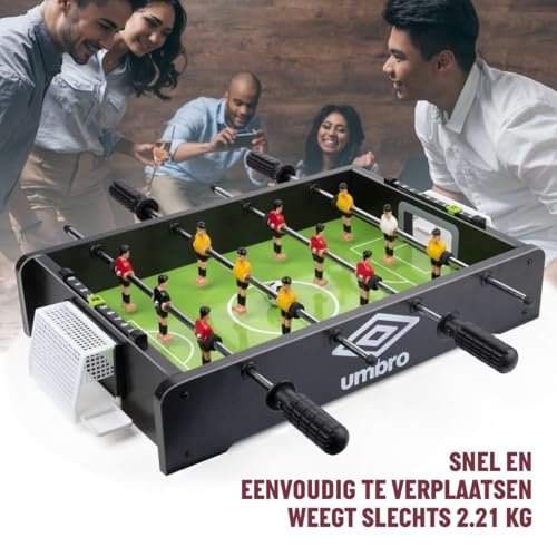 Umbro Kickertisch - Tischfußball - mit 12 Spielern - Inkl. 2 Tischkicker Bälle - Schwarz – Bild 7