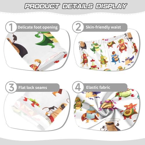 ZZKKO Girls Leggings Cartoon Tex Mex Food Characters Toddler Girls Clothes Leggings for Girls Toddler Girls Leggings 3-4T3