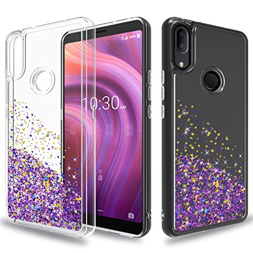Wtiaw:Alcatel 3V 2019 Case,Alcatel 3V (2019) 5032W Case,Alcatel 5032W Case,Alcatel 3V 2019 Phone Case,Flowing Liquid Floating Ultra Thin Shock Absorption Case for:Alcatel 3V 2019-SA Purple