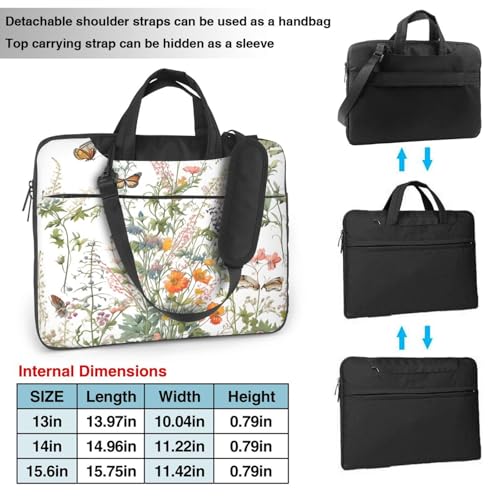 Maletín para portátil con estampado de flores y mariposas miniatura 3