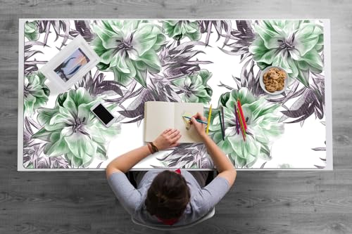 Tapis de Souris 120x60 en Vinyle PVC Tendance Fleurs Magiques