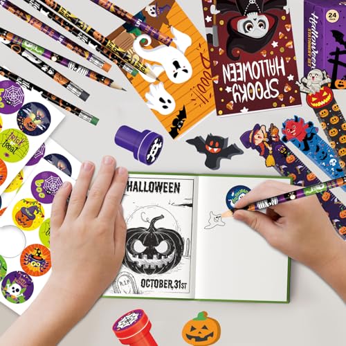 BEARUN Halloween Party Favor for Kids, 168 PCS 24-Pack Halloween Stationery Set with Goody Treat Bags, Bulk Toy for Class, Spooky Themed Halloween Party Gifts Prizes by BEARUN - Image 5
