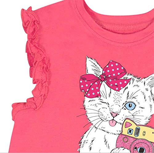 Girl Easter Tulle Dress Cute Cat Summer Short Sleeve Cotton Casual Tutu Skirt Dresses 4T4