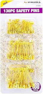 7Eleven Pack of 130 Safety Pins Gold Mini Pins 18mm Brass Metal Quality Sewing Art Craft Size Small Pins Tiny Tag Dress Pin, S,M,L (MS1234)