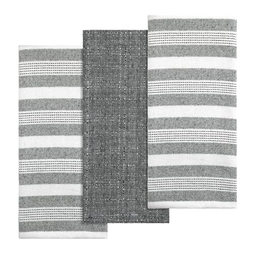 Izod - Kitchen Towels, 100% Soft & Highly Absorbent Recycled Cotton Towels, 3 Piece Kitchen Linens Set (Chester Collection, Black)