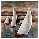 Tableau mural 3D en métal fait à la main « Voiliers blancs »