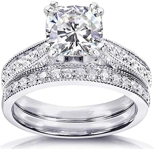 Kobelli Cushion-cut Moissanite Bridal Set 1 2/5 CTW 14k White Gold