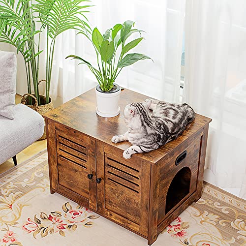 DINZI LVJ Litter Box Enclosure, Cat Litter House with Louvered Doors, Entrance Can Be on Left or Right Side, Spacious… - Image 5