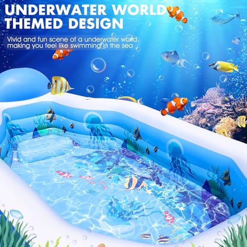 Inflatable Pool with Canopy, Large Inflatable Swimming Pool for Adult, Blowup Pools with Seats,Backrest.Durable Thickened Inflatable Pools for Backyard,118"x75"x22"-Green by StarOcean - Image 5