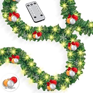 KESSER® Christmas Garland with Lighting 100 LEDs – Christmas Lighting – Indoor & Outdoor – Fir Garland Christmas Decoration