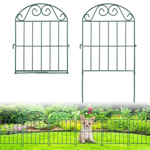 ADAVIN 24Panels Collapsible Garden Fence Animal Barrier 26 Ft(L) x 24 in(H) Green Rustproof Metal Wire Panel Border for Dogs Rabbits Flower Edging for Landscape Patio Yard Outdoor Decor Arched