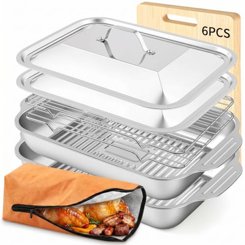 Hushee 6-Piece Stainless Steel BBQ Tray Set