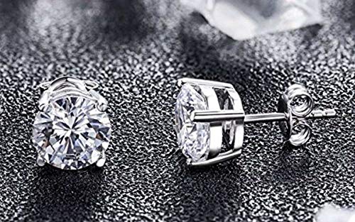 Adabele Authentic Sterling Silver Birthstone Stud Earrings 8mm/2 Carat Cubic Zirconia Imitation Diamond Gemstone Hypoallergenic Nickel Free Tarnish Resistant Women Men Fine Jewelry4