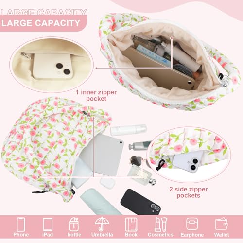 Image of Quilted Puffer Tote Bag Purse Puffy Crossbody Shoulder Bag,Lightweight Nylon Hobo Bag Puffer Carryall Bag for Women Girl