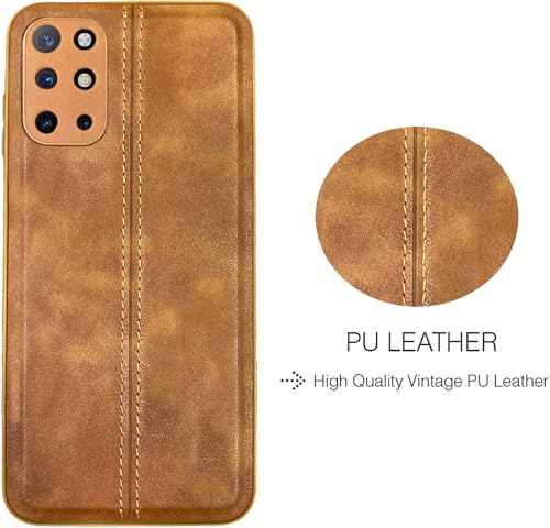 Image of A rtistque Premium Thread Leather Back Cover Case for Oneplus 8T | Drop Protection | Smooth Grip | Raised Camera Edges - Brown