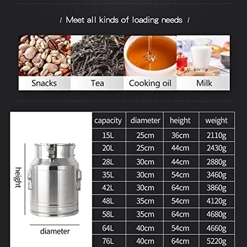 Serbatoio fermentatore in acciaio inossidabile da 20 l, resistente tamburo 304 con coperchio sigillato per vino, produzione di olio e conservazione, design ispessito durevole per uso domestico e