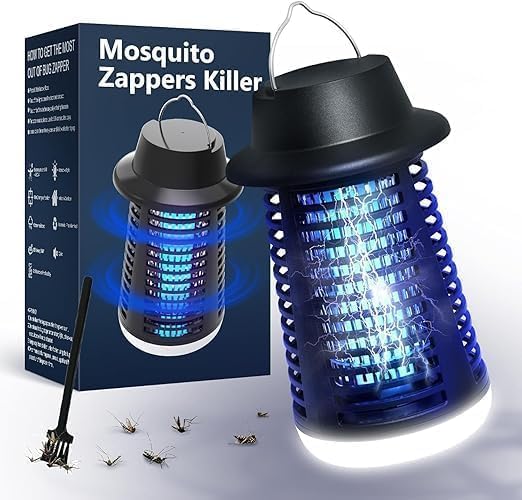 Necomi Bug Zapper Outdoor Indoor, Mosquito Zapper with LED Light, Fly Trap, Waterproof Insect Killer, 4000V Electric Fly Zapper for Home, Patio, Camping, Kitchen