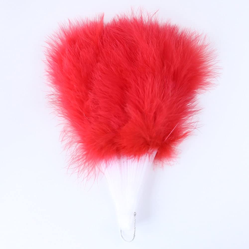 Abanico de mano plegable de plumas rojas estilo japonés para decoración de bodas y fiestas